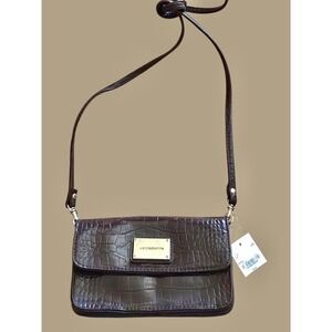 VTG NWT LIZ CLAIBORNE Croc Embossed Brown  Crossbody‎ Shoulder Bag Purse